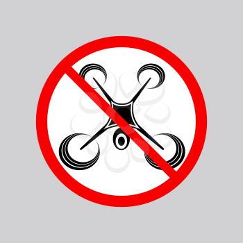 Stop Airdrone Allowed Sign. Photo and Video Air Drone Icon Modern Quadrocopter with Digital Camera Silhouette. High Technology Innovation Copter Concept with Remote Control