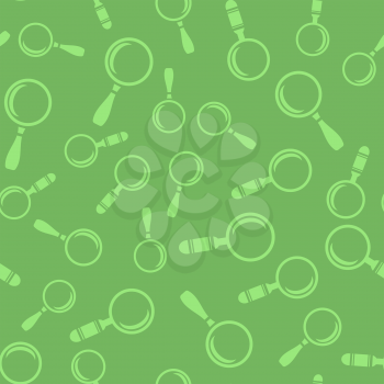 Different Magnifying Glass Icons Seamless Pattern Isolated on Green Background
