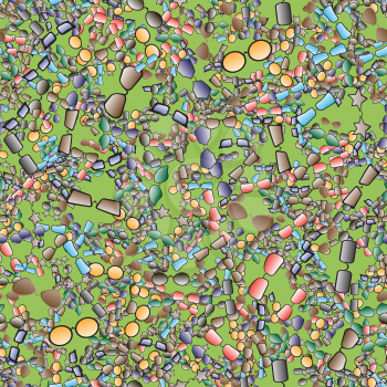 Colorful Glasses Seamless Pattern Isolated on Green Background