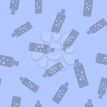 Mineral Water Bottle Seamless Pattern on Blue Background