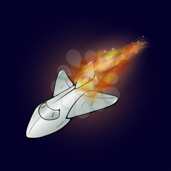 Burning Plane with Fire Flame Isolated on Blue Sky Background