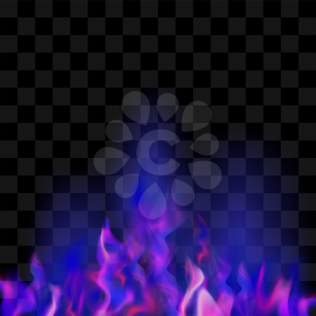 Blue Burning Fire Flame on Checkered Background