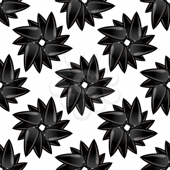 Sunflower Ripe Black Seed Seamless Pattern Isolated on White Background