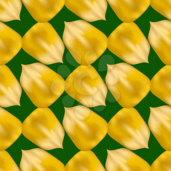 Ripe Yellow Corn Seed Seamless Pattern Isolated on Green Background
