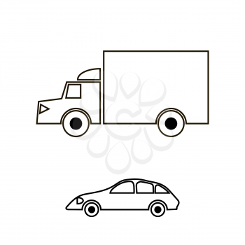Container Truck Icon on White Background. Cargo Delivery. Generic Semi-trailer Transportation. Car Eurotrucks Delivering Vehicle