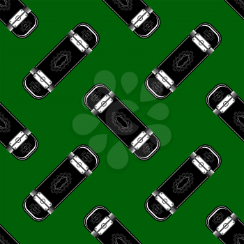 Skate Board Icon Seamless Pattern Isolated on Green Background