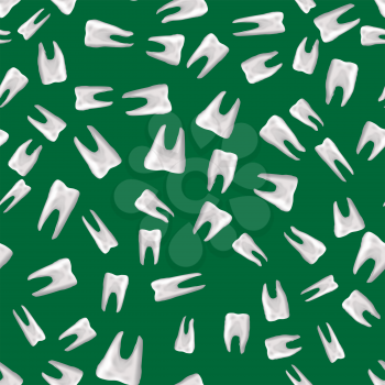Tooth Seamless Pattern Isolated on Green Background