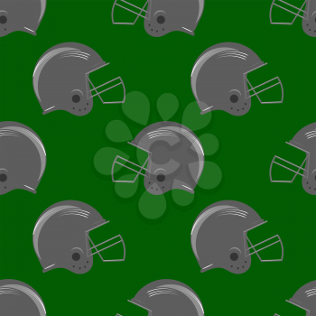 Sport Football Helmet Seamless Pattern on Green Background