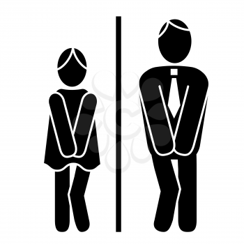 Restroom wc Symbols. Male and Female Icons Isolated on White Background. Lady and Man Silhouettes. Toilet Door Plate Sign.