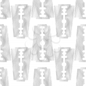 Traditional Double Edge Razor Blade Seamless Pattern Isolated on White Background. Tool for Haircut and Shave. Stainless Steel Sheving Equipment.