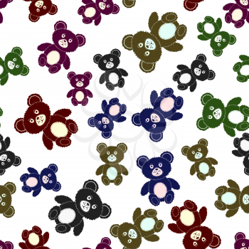 Cute Colorful Bear Seamless Pattern. Toy Background