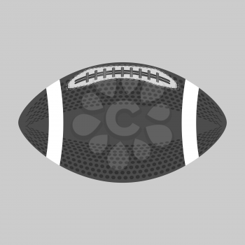 American Football Ball Isolated on Grey Background. Rugby Sport Icon. Sports Equipment Oval Design Element.