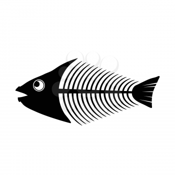Fish Bone Skeleton Symbol Isolated on White Background. Sea Fishes Icon.