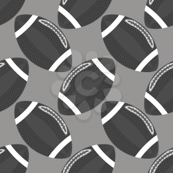 American Football Ball Seamless Pattern Isolated on Grey Background. Rugby Sport Icon. Sports Equipment Oval Design Element.