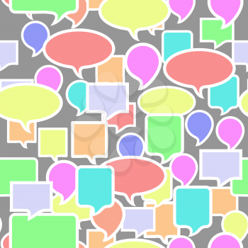 Colorful Speech Bubbles Seamless Pattern on Grey Background