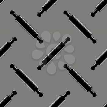 Wooden Rolling Pins Seamless Pattern Isolated on Grey Background