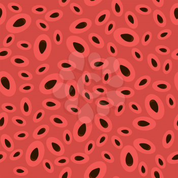 Fresh Sweet Natural Ripe Watermelon Seamless Pattern with Brown Seeds.