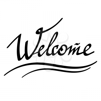 Welcome Hand Drawn Banner Isolated on White Background