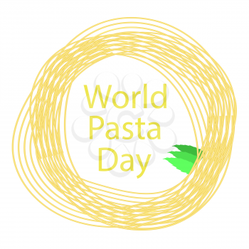 Noodles Circle Frame. Italian Spaghetti or Boiled Pasta. World Pasta Day