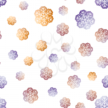 Snowflakes Seamless Pattern on White Background. Winter Christmas Decorative Texture