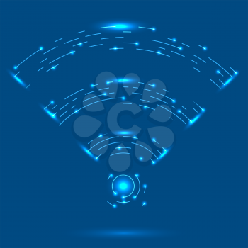GPRS Logo. Radio Wave Icon. Wireless Network Symbol Isolated on Blue Background. Mobile Conceptual Emblem