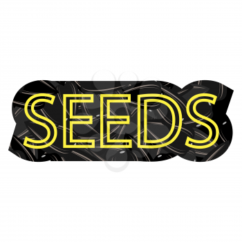 Yellow Letters on Sunflower Ripe Black Seed Pattern