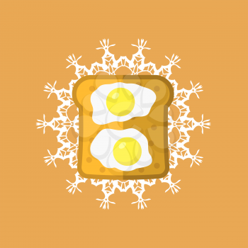 Eggs and Bread on White Paper Napkin