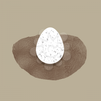 Nest and Eggs Icon Isolated on Brown Background