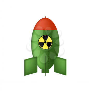 Green Atomic Bomb with Radiation Sign Isolated on White Background. Nuclear Rocket.