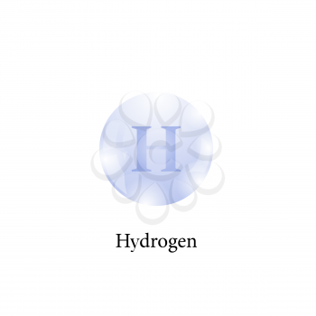 Molecule of Hydrogen Isolated on White Background. Chemical Element of the Periodic Table.