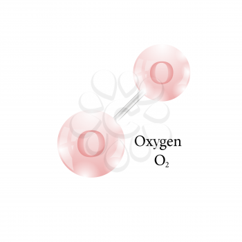 Molecule of Oxygen. Chemical Element of the Periodic Table Isolated on White Background