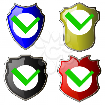 Security Check Icon, Shield Logotype, Protect Sign Isolated on White Background. Mark Approved Logo, Guard Symbol, System Privacy Set