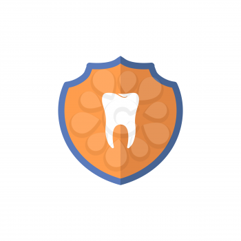 Shield Logotype, Clean Tooth Protect Sign Isolated on White Background. Guard Symbol, Medical Icon.