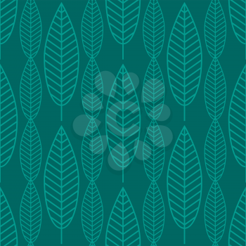 Seamless Stylized Leaf Background. Leaves Geometric Texture. Continuous Green Pattern. Decorative Natural Ornament