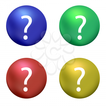Question Mark with Blue Red Green Yellow Ball on White Background. Simple Icon for web Sites, Web Design, Mobile App, Info Graphics