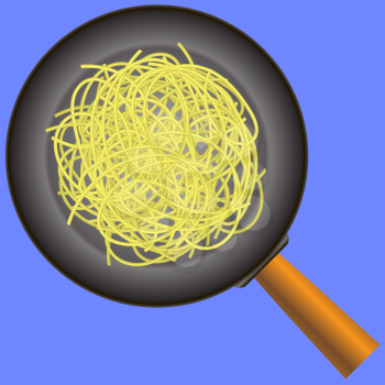 Boiled Floury Product Spaghetti Pattern on Blue Background