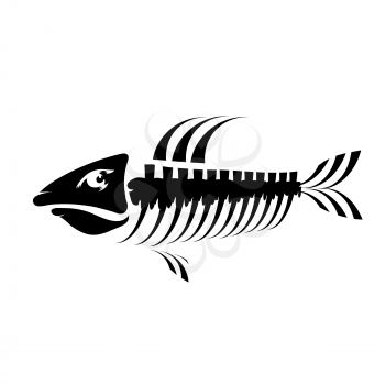 Fish Bone Skeleton Symbol Isolated on White Background. Sea Fishes Icons.