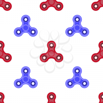 Fidget Finger Spinner Seamless Pattern Isolated on White Background. Modern Stress Relieving Toy