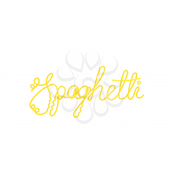 Boiled Floury Spaghetti Text Isolated on White Background