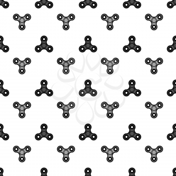 Fidget Finger Spinner Seamless Pattern Isolated on White Background. Modern Stress Relieving Toy