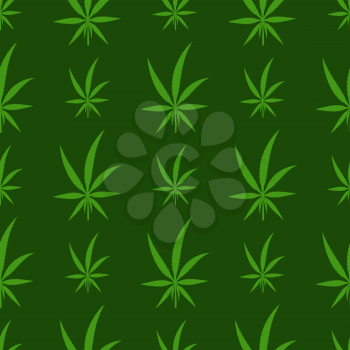 Green Cannabis Leaves Background. Green Marijuana Seamless Pattern