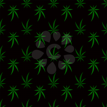 Green Cannabis Leaves Background. Green Medical Marijuana Seamless Pattern