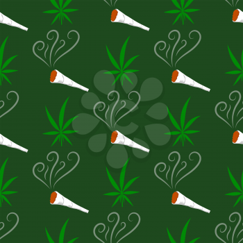 Green Cannabis Leaves Seamless Pattern. Drug Consumption, Medical Marijuana Use. Burning Joint.