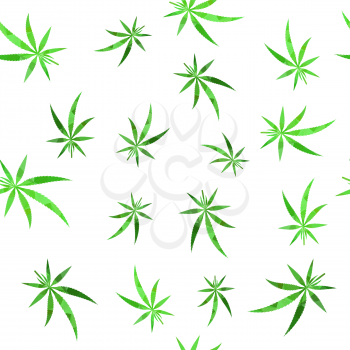 Vector Green Cannabis Leaves Background. Green Medical Marijuana Seamless Pattern