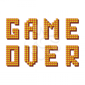 Retro Pixel Game Over Sign on White Background. Gaming Concept. Video Game Screen.
