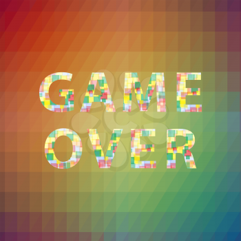 Game Over Colorful Sign on Square Polygonal Background. Gaming Concept. Video Game Screen.