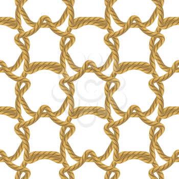 Rope Seamless Pattern on White Background. Rope Texture
