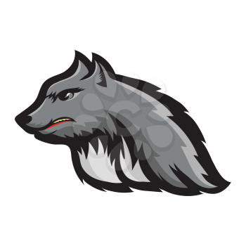 Silhouette of Werewolf Head Isolated on White Background. Fairtale Character of Ancient Mythology. Fictional Animal Wolf Mascot.