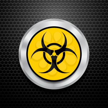 Beware Biohazard Sign Isolated on Black Perforated Backgrouind. International Hazard Symbol. Warning Icon of Virus.