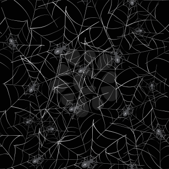 Poisonous Spider Seamless Pattern on Black Background.